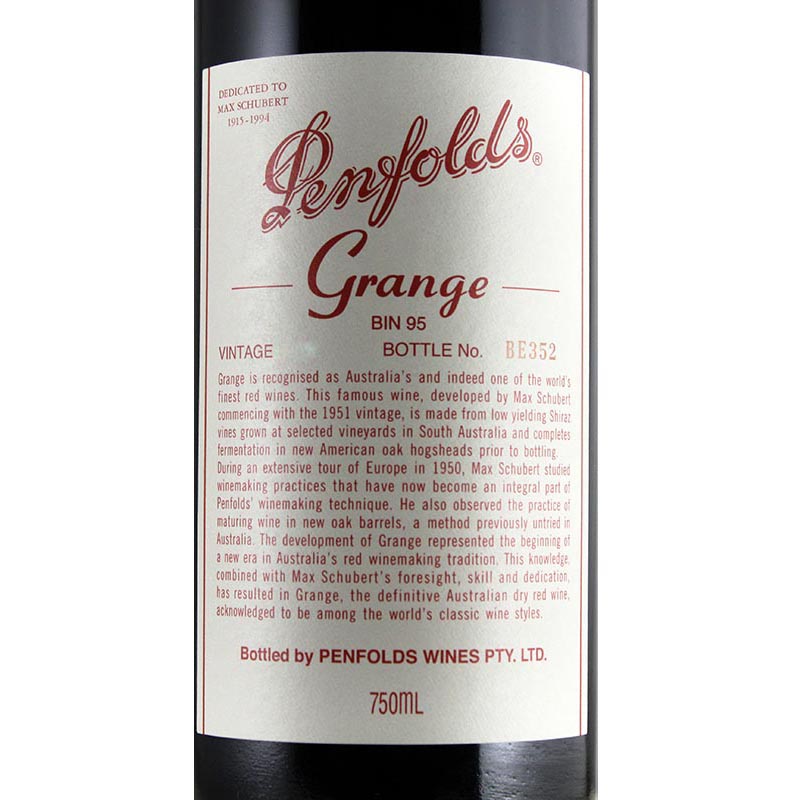 奔富酒庄葛兰许干红葡萄酒Penfolds Grange Bin 95】价格_年份_评分 