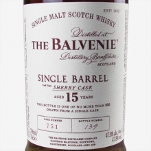 百富15年雪莉单桶单一麦芽苏格兰威士忌 The Balvenie Aged 15 Years Single Barrel Single Malt Scotch Whisky 700ml