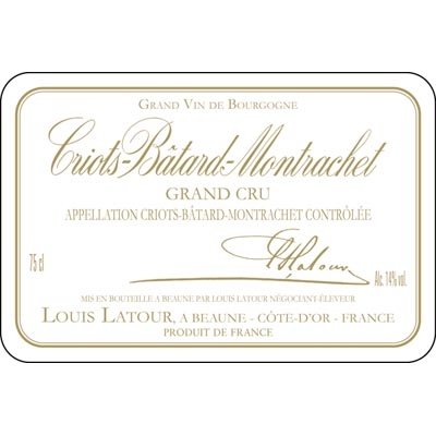 路易斯拉图酒庄克利特巴塔蒙哈榭特级园干白葡萄酒 Louis Latour Criots Batard Montrachet Grand Cru 750ml