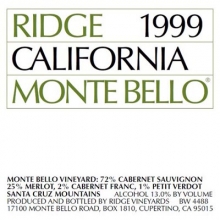 山脊酒庄蒙特贝罗园干红葡萄酒 Ridge Vineyards Monte Bello 750ml