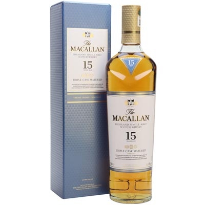 麦卡伦15年黄金三桶单一麦芽苏格兰威士忌 Macallan 15YO Fine Oak Triple Cask Matured Highland Single Malt Scotch Whisky 700ml