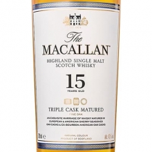 麦卡伦15年黄金三桶单一麦芽苏格兰威士忌 Macallan 15YO Fine Oak Triple Cask Matured Highland Single Malt Scotch Whisky 700ml