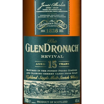 格兰多纳15年复兴雪莉桶单一麦芽苏格兰威士忌 Glendronach Aged 15 Years Revival Highland Single Malt Scotch Whisky 700ml