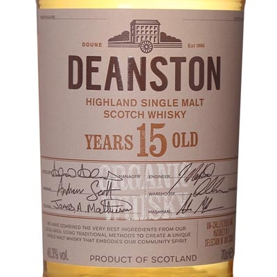 汀思图15年单一麦芽苏格兰威士忌 Deanston 15 Year Old Organic Highland Single Malt Scotch Whisky 700ml