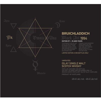 布赫拉迪星图7.1版单一麦芽苏格兰威士忌 Bruichladdich Black Art 7.1 25 Year Old Unpeated Islay Single Malt Scotch Whisky 700ml