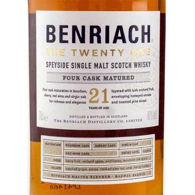本利亚克21年单一麦芽苏格兰威士忌 Benriach 21 Year Old Speyside Single Malt Scotch Whisky 700ml（新旧包装随机发货）