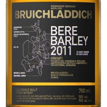 布赫拉迪古卓大麦2011版单一麦芽苏格兰威士忌 Bruichladdich Bere Barley 2011 Islay Single Malt Scotch Whisky 700ml