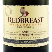 知更鸟12年原桶强度单一壶式蒸馏爱尔兰威士忌 Redbreast 12 Year Old Cask Strength Single Pot Still Irish Whiskey 700ml