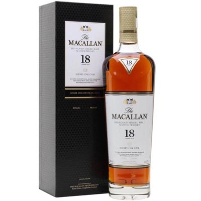 麦卡伦18年雪莉桶单一麦芽苏格兰威士忌 Macallan 18YO Sherry Oak Highland Single Malt Scotch Whisky 700ml