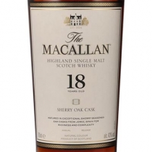 麦卡伦18年雪莉桶单一麦芽苏格兰威士忌 Macallan 18YO Sherry Oak Highland Single Malt Scotch Whisky 700ml