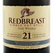 【限时特惠】知更鸟21年单一壶式蒸馏爱尔兰威士忌 Redbreast 21 Year Old Single Pot Still Irish Whiskey 700ml