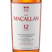 麦卡伦12年雪莉桶单一麦芽苏格兰威士忌 Macallan 12YO Sherry Oak Highland Single Malt Scotch Whisky 700ml